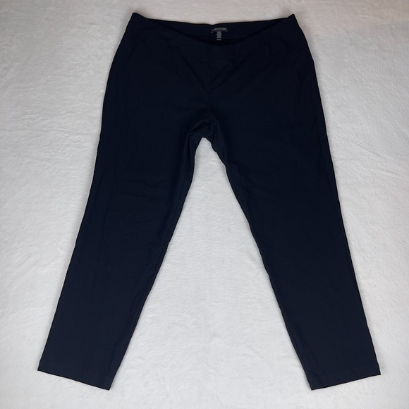 Eileen Fisher Pants Womens XL Black Comfort Mid Rise Straight Leg Pull On Preppy - Picture 1 of 9